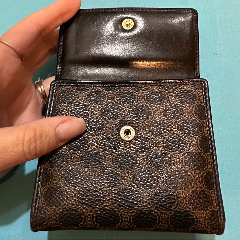 Vintage Celine Macadam Coated Canvas and Leather Triomphe Kisslock Wallet - Picture 7 of 16